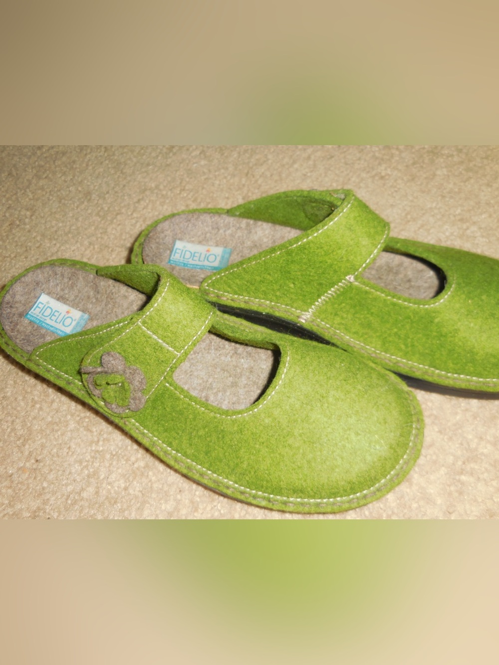 Fidelio Women's Green Felt Clog Mules